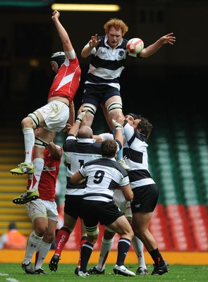 04.06.11 - Wales v Barbarians - DHL Challenge - Paul Tito of Barbarians beats Ryan Jones of Wales to line-out ball. 