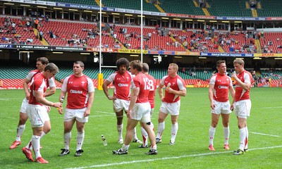 04.06.11 - Wales v Barbarians - DHL Challenge - Wales players look dejected at the end of the game. 