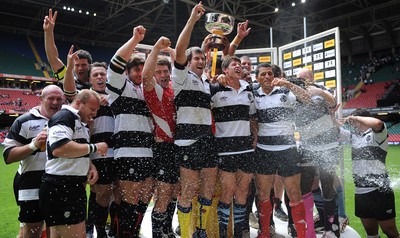 04.06.11 - Wales v Barbarians - DHL Challenge - Barbarians players celebrate with the winners trophy at the end of the game. 