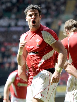 04.06.11 - Wales v Barbarians - DHL Challenge - Mike Phillips of Wales celebrates try. 