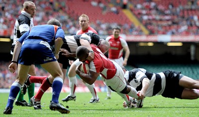 04.06.11 - Wales v Barbarians - DHL Challenge - Aled Brew of Wales scores try. 