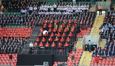 04.06.11 - Wales v Barbarians - DHL Challenge - Regimental Ban of the Royal Welsh and 1000 voice choir perform. 
