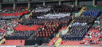 04.06.11 - Wales v Barbarians - DHL Challenge - Regimental Ban of the Royal Welsh and 1000 voice choir perform. 