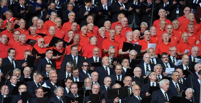 04.06.11 - Wales v Barbarians - DHL Challenge - Regimental Ban of the Royal Welsh and 1000 voice choir perform. 