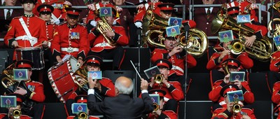 04.06.11 - Wales v Barbarians - DHL Challenge - Regimental Ban of the Royal Welsh and 1000 voice choir perform. 