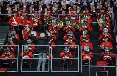 04.06.11 - Wales v Barbarians - DHL Challenge - Regimental Ban of the Royal Welsh and 1000 voice choir perform. 