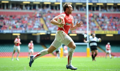 04.06.11 - Wales v Barbarians - DHL Challenge - Morgan Stoddart of Wales runs in to score try. 