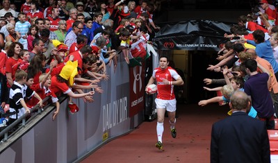 04.06.11 - Wales v Barbarians - DHL Challenge - Stephen Jones runs out for his 100th cap for Wales. 