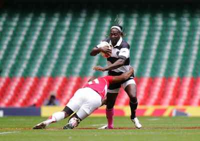 04.06.11 Wales v The Barbarians - DHL Challenge WRU 130th Anniversary Match - Barbarians' Paul Sackey is tackled by Wales' Aled Brew.  