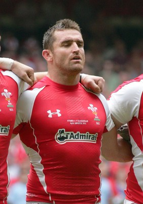 04.06.11 Wales v The Barbarians - DHL Challenge WRU 130th Anniversary Match - Wales' Huw Bennett sings the National Anthem. 