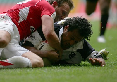 04.06.11 Wales v The Barbarians - DHL Challenge WRU 130th Anniversary Match - Barbarians' Isa Nacewa crashes over to score the winning try. 