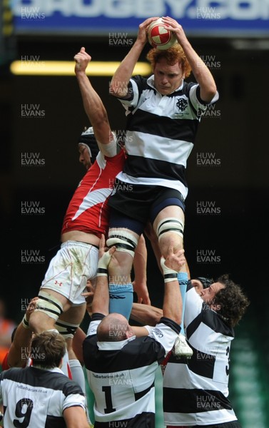 04.06.11 - Wales v Barbarians - DHL Challenge - Paul Tito of Barbarians beats Ryan Jones of Wales to line-out ball. 