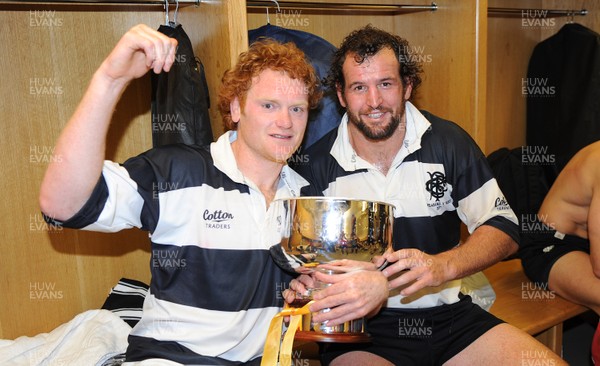 04.06.11 - Wales v Barbarians - DHL Challenge - Paul Tito and Carl Hayman of Barbarians celebrate with the winners trophy in the changing rooms. 