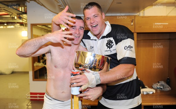 04.06.11 - Wales v Barbarians - DHL Challenge - Benoit Baby and Joe Van Niekerk of Barbarians celebrate with the winners trophy in the changing rooms. 