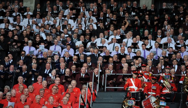 04.06.11 - Wales v Barbarians - DHL Challenge - Regimental Ban of the Royal Welsh and 1000 voice choir perform. 