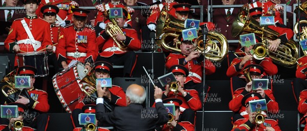 04.06.11 - Wales v Barbarians - DHL Challenge - Regimental Ban of the Royal Welsh and 1000 voice choir perform. 
