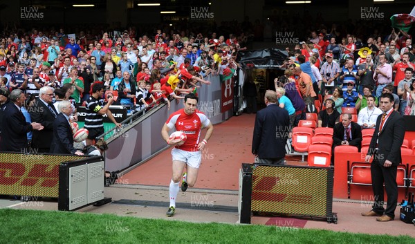 04.06.11 - Wales v Barbarians - DHL Challenge - Stephen Jones runs out for his 100th cap for Wales. 