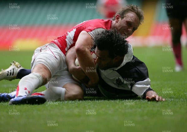 04.06.11 Wales v The Barbarians - DHL Challenge WRU 130th Anniversary Match - Barbarians' Isa Nacewa crashes over to score the winning try. 