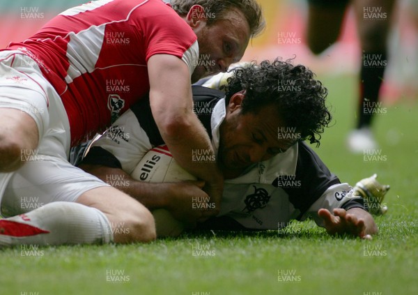 04.06.11 Wales v The Barbarians - DHL Challenge WRU 130th Anniversary Match - Barbarians' Isa Nacewa crashes over to score the winning try. 