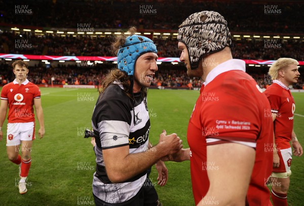 041123 - Wales v Barbarians - Justin Tipuric and Dan Lydiate of Wales at full time