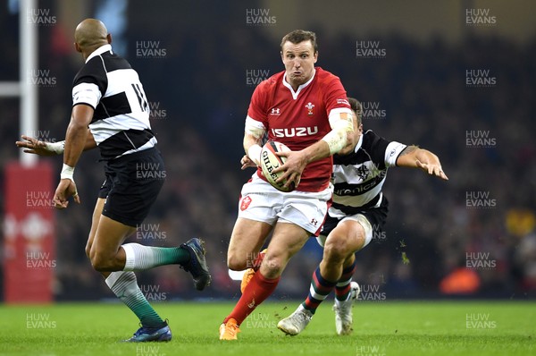 301119 - Wales v Barbarians - International Rugby - Hadleigh Parkes of Wales is tackled by Andre Esterhuizen of Barbarians