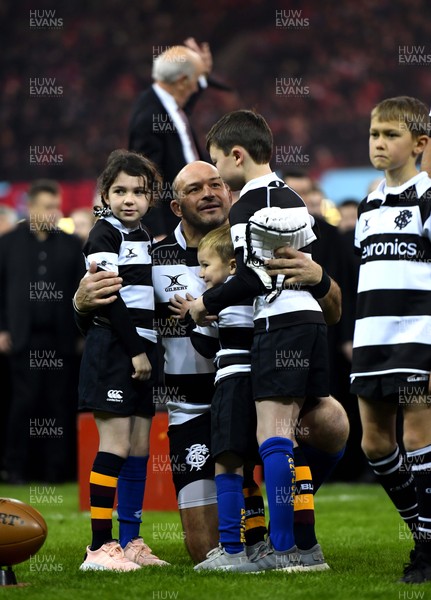 301119 - Wales v Barbarians - International Rugby - Rory Best of Barbarians with his children Ben, Penny and Richie