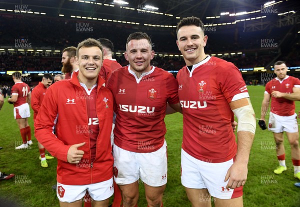 301119 - Wales v Barbarians - International Rugby - Jarrod Evans, Elliot Dee and Owen Watkins of Wales at the end of the game