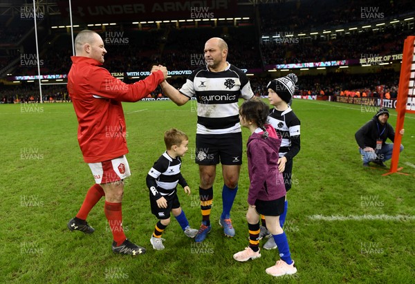 301119 - Wales v Barbarians - International Rugby - Ken Owens of Wales and Rory Best of Barbarians with his children Ben, Penny and Richie at the end of the game