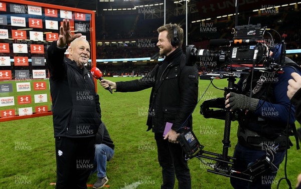 301119 - Wales v Barbarians - International Rugby - Warren Gatland talks to Ross Harries at the end of the game