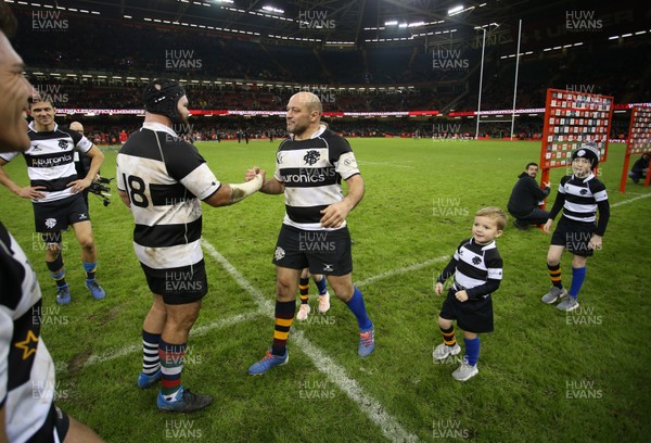 301119 - Wales v Barbarians -  Rory Best with Hencus van Wyk of Barbarians at full time