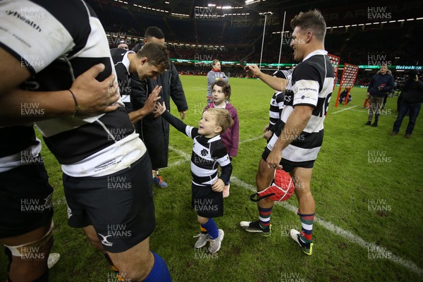 301119 - Wales v Barbarians -  Rory Best's youngest son Richie high fives players
