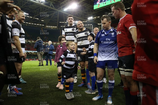 301119 - Wales v Barbarians -  Rory Best with his children and Referee Nigel Owens