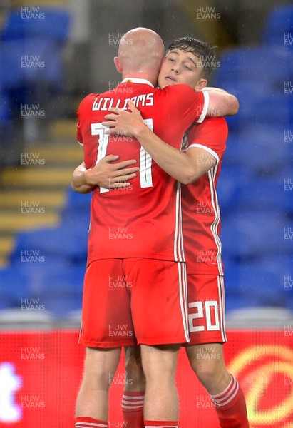 090919 - Wales v Belarus - International Friendly - Daniel James of Wales celebrates scoring a goal with Jonny Williams