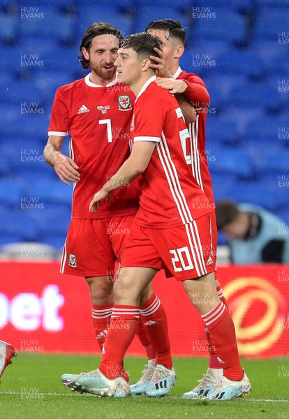 090919 - Wales v Belarus - International Friendly - Daniel James of Wales celebrates scoring a goal with Joe Allen