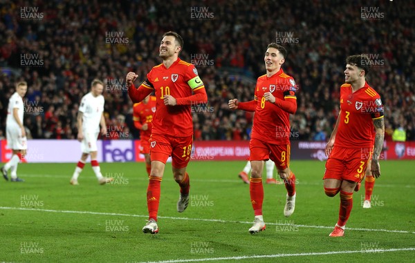 131121 - Wales v Belarus, 2022 World Cup Qualifying Match -  Aaron Ramsey of Wales celebrates his second goal