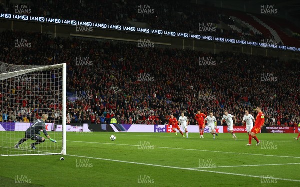 131121 - Wales v Belarus, 2022 World Cup Qualifying Match -  Aaron Ramsey of Wales scores his second goal