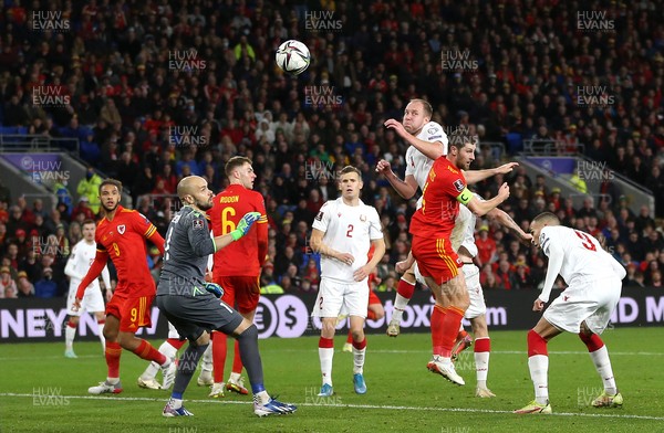 131121 - Wales v Belarus, 2022 World Cup Qualifying Match -  Ben Davies of Wales scores goal