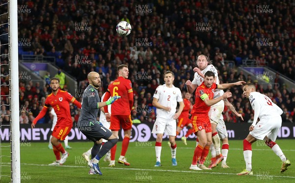 131121 - Wales v Belarus, 2022 World Cup Qualifying Match -  Ben Davies of Wales scores goal