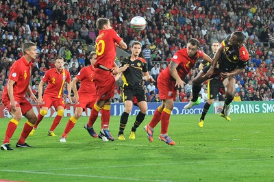 070912 - Wales v Belgium - FIFA 2014 World Cup Qualifying Match -  Belgiums' Vincent Kompany, right, scores 