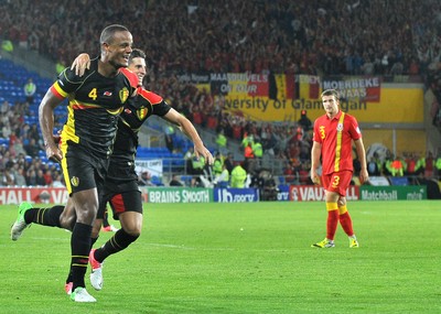 070912 - Wales v Belgium - FIFA 2014 World Cup Qualifying Match -   Belgiums' Vincent Kompany and Belgiums' Kevin Mirallas celebrate taking the lead   