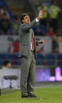 070912 - Wales v Belgium, FIFA 2014 World Cup Qualifying match - Wales' manager Chris Coleman issues instructions during the match 
