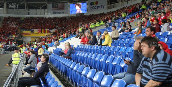 070912 - Wales v Belgium, FIFA 2014 World Cup Qualifying match - The vocal Belgium fans at the same end as plenty of vacant Welsh seats as Wales take on Belgium at the Cardiff City Stadium