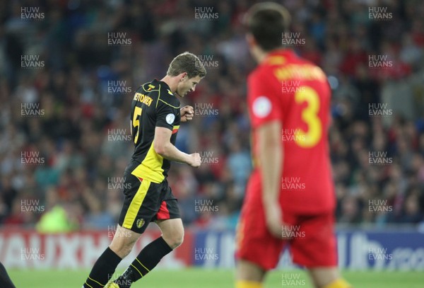 070912 - Wales v Belgium, FIFA 2014 World Cup Qualifying match - Belgium's Jan Vertonghen celebrates after scoring his teams second goal