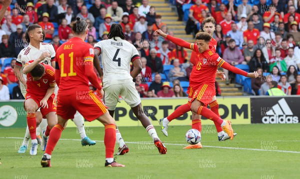 110622 - Wales v Belgium, UEFA Nations League - Ethan Ampadu of Wales shoots at goal