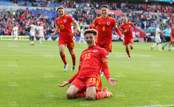 110622 - Wales v Belgium, UEFA Nations League - Ethan Ampadu of Wales celebrates before the goal is ruled out