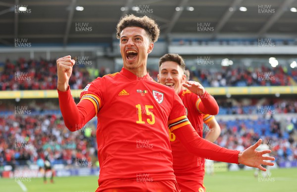 110622 - Wales v Belgium, UEFA Nations League - Ethan Ampadu of Wales celebrates before the goal is ruled out