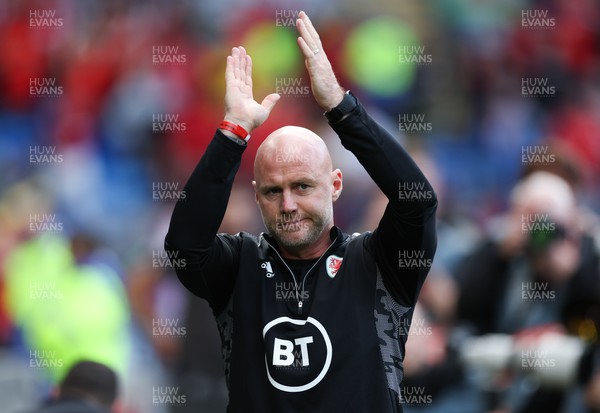 110622 - Wales v Belgium, UEFA Nations League - Wales manager Rob Page applauds the crowd