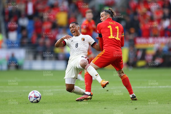 110622 - Wales v Belgium, UEFA Nations League -  Youri Tielemans of Belgium is fouled by Gareth Bale of Wales