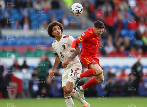 110622 - Wales v Belgium, UEFA Nations League -  Harry Wilson of Wales and Axel Witsel of Belgium compete for the ball