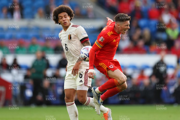 110622 - Wales v Belgium, UEFA Nations League -  Harry Wilson of Wales and Axel Witsel of Belgium compete for the ball